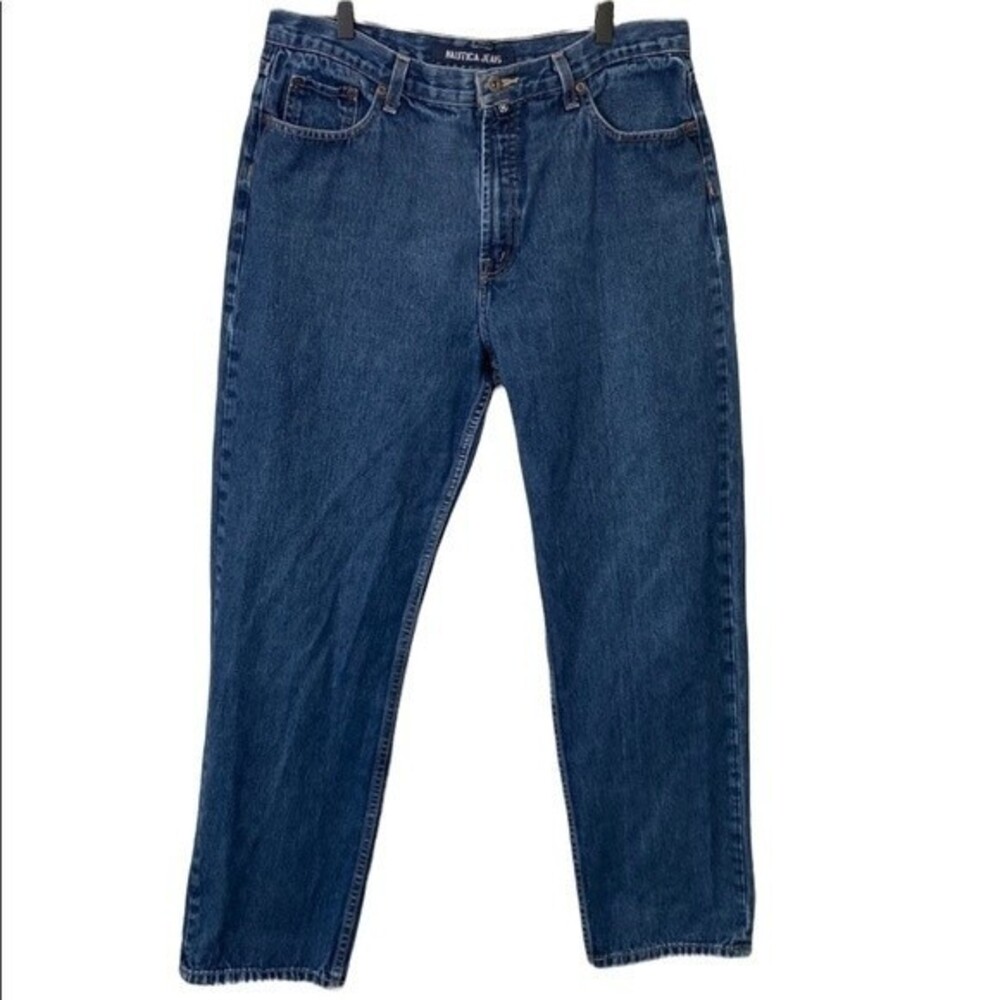 Nautica Classic High Rise Straight Leg Jeans 100% Cotton Rigid Med. Wash Work